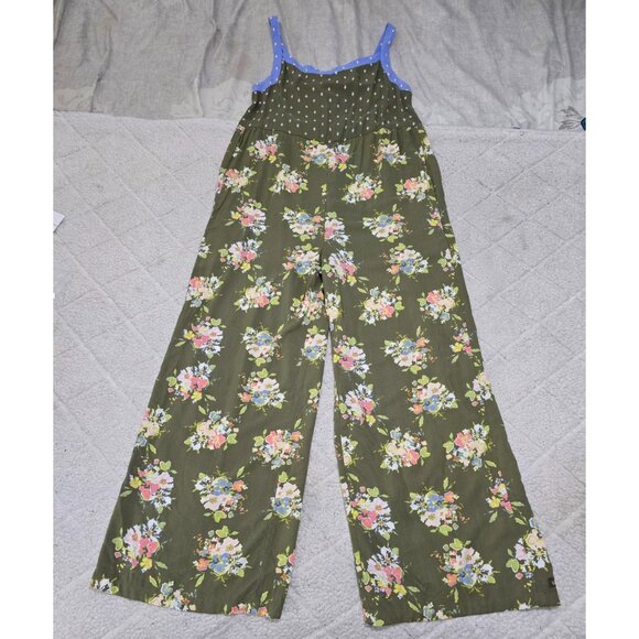 Matilda Jane Womens Olive Green Floral Wide Leg Jumpsuit Sleeveless Rayon Size M - Picture 4 of 14